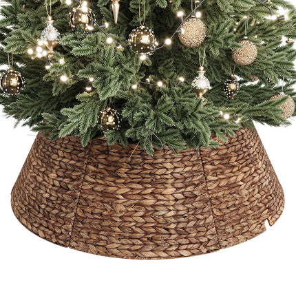28 Inch Woven Rattan Christmas Tree Collar, 5-Piece Xmas Tree Skirt