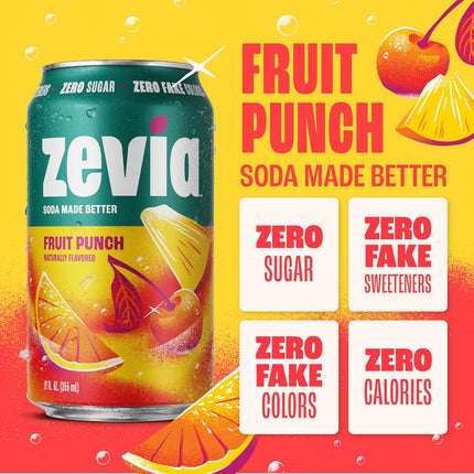 Zevia Zero Sugar Soda, 6 Flavor Soda Variety Pack, 12 oz Cans (24-Pack) – Naturally Sweetened, Non-GMO Project Verified, Gluten-Free, Vegan