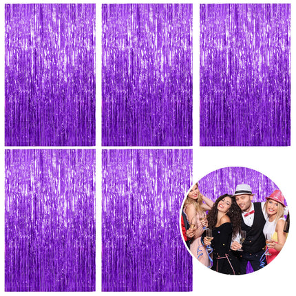 2 Pack Silver Foil Curtain Party Streamers Metallic Tinsel Foil Fringe Photo Booth Backdrop for Birthday Wedding Engagement Baby Shower Bachelorette Christmas Holiday Celebration Party Decorations