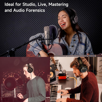 Wired Headphones Over Ear, Studio Monitor & Mixing DJ Headphones with 50mm Neodymium Drivers and 1/4 to 3.5mm Jack for Guitar AMP Podcast Piano Keyboard (Black)