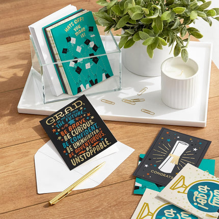Hallmark Graduation Congrats Card Assortment (4 Designs, 12 Cards with Envelopes) for High School, College, University