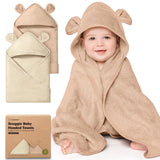 2-Pack Hooded Baby Towels for Newborn, Kids, Almond, 35x35