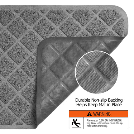 Cat Litter Mat Litter Trapping Mat, Premium Durable PVC Grid Mesh with Scatter Control, Non-slip, Less Waste Cat Litter Box Mat, Soft on Kitty’s Paws, Urine Waterproof, 24" x 17" Grey