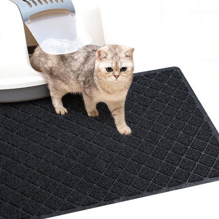 Cat Litter Box Mat,23 x 14 In,Trapping Mat Premium Durable PVC Pad,Grey