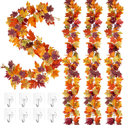 2Pack 11.8FT Fall Garland for Mantle Indoor Outdoor Thanksgiving Decor