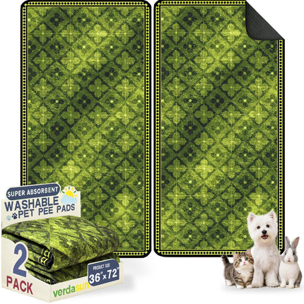 Tapetes lavables para orina de perros, tapetes reutilizables para entrenamiento de cachorros, tapetes y mat ultraabsorbentes gruesos impermeables a prueba de fugas antideslizantes para jaula, corralito, piso, crianza y entrenamiento, 2 pack 18"x24"
