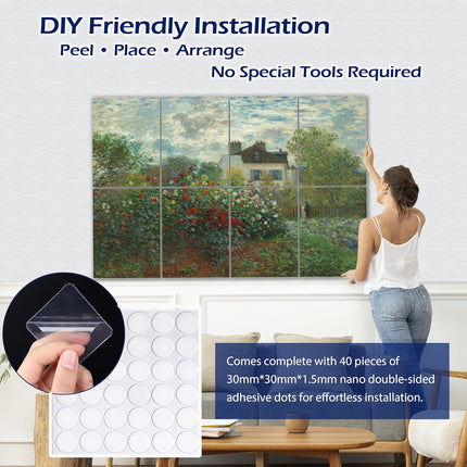 PINWELIFE® Wall Art Acoustic Panels, Sound Proof Absorbing Panels for Home/Office, Decorative Absorbing Dampening, Noise and Echo Cancelling (Monet, The Artist’s Garden at Vétheuil, 48"x32")