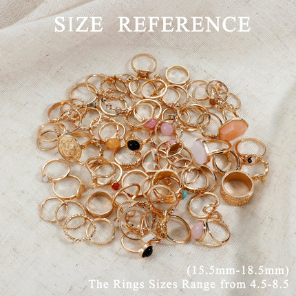 70 Pcs Vintage Crystal Ring Set for Women, Stackable Knuckle Rings - photo 9