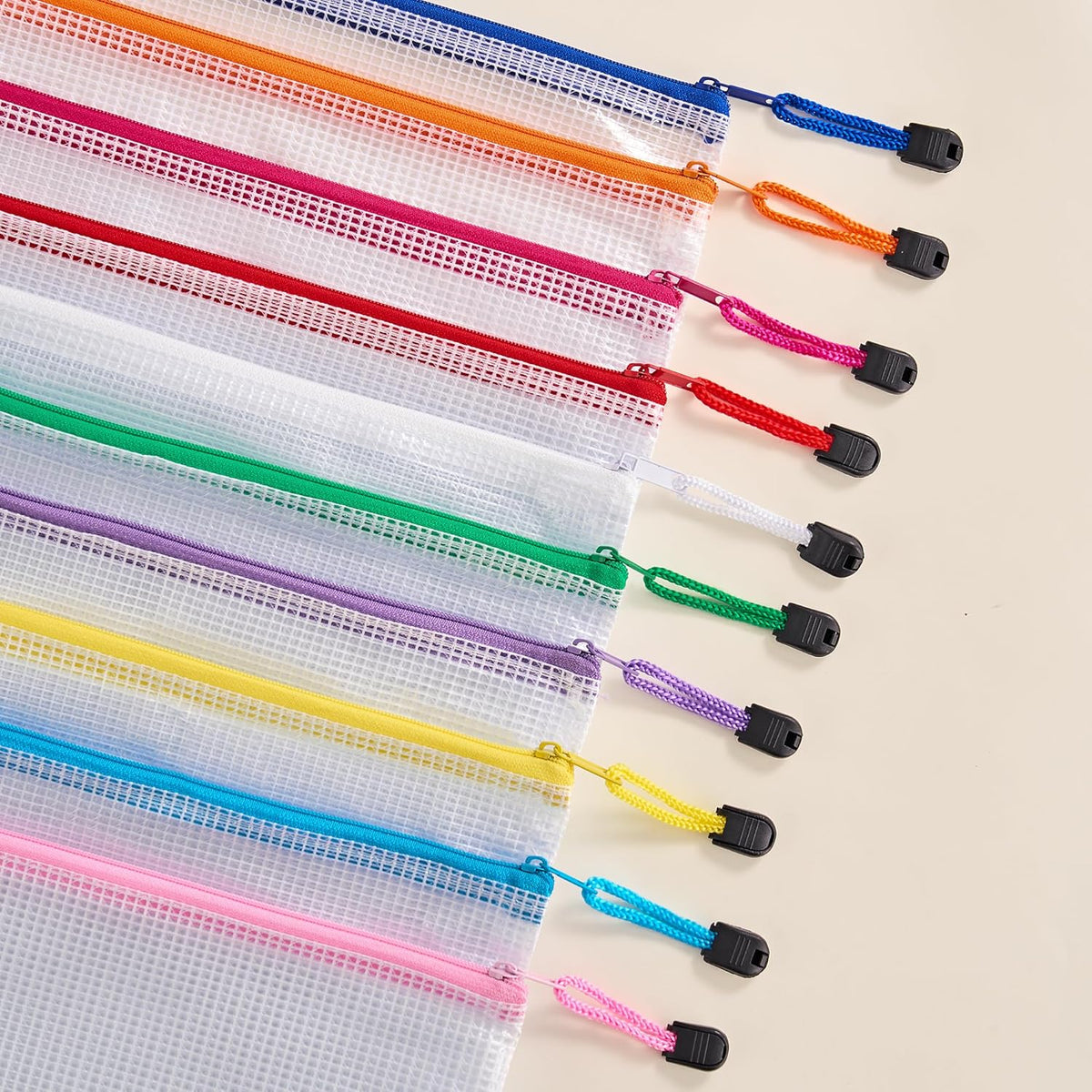 A4 Letter Size 24-Pack Zipper Mesh Document Pouches in 10 Colors - photo 3