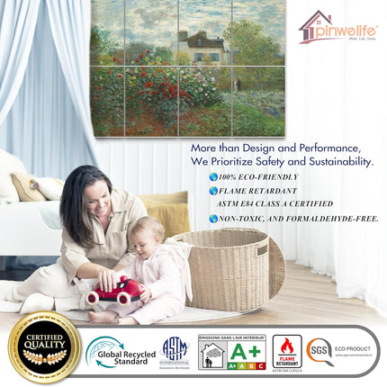 PINWELIFE® Wall Art Acoustic Panels, Sound Proof Absorbing Panels for Home/Office, Decorative Absorbing Dampening, Noise and Echo Cancelling (Monet, The Artist’s Garden at Vétheuil, 48"x32")