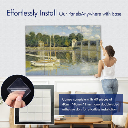 PINWELIFE® Wall Art Acoustic Panels, Sound Proof Absorbing Panels for Home/Office, Decorative Absorbing Dampening, Noise and Echo Cancelling (Monet_The Argenteuil Bridge, 48"x32")