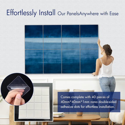 PINWELIFE® Wall Art Acoustic Panels, Sound Proof Absorbing Panels for Home/Office, Decorative Absorbing Dampening, Noise and Echo Cancelling (48"x32", Blue Lake)