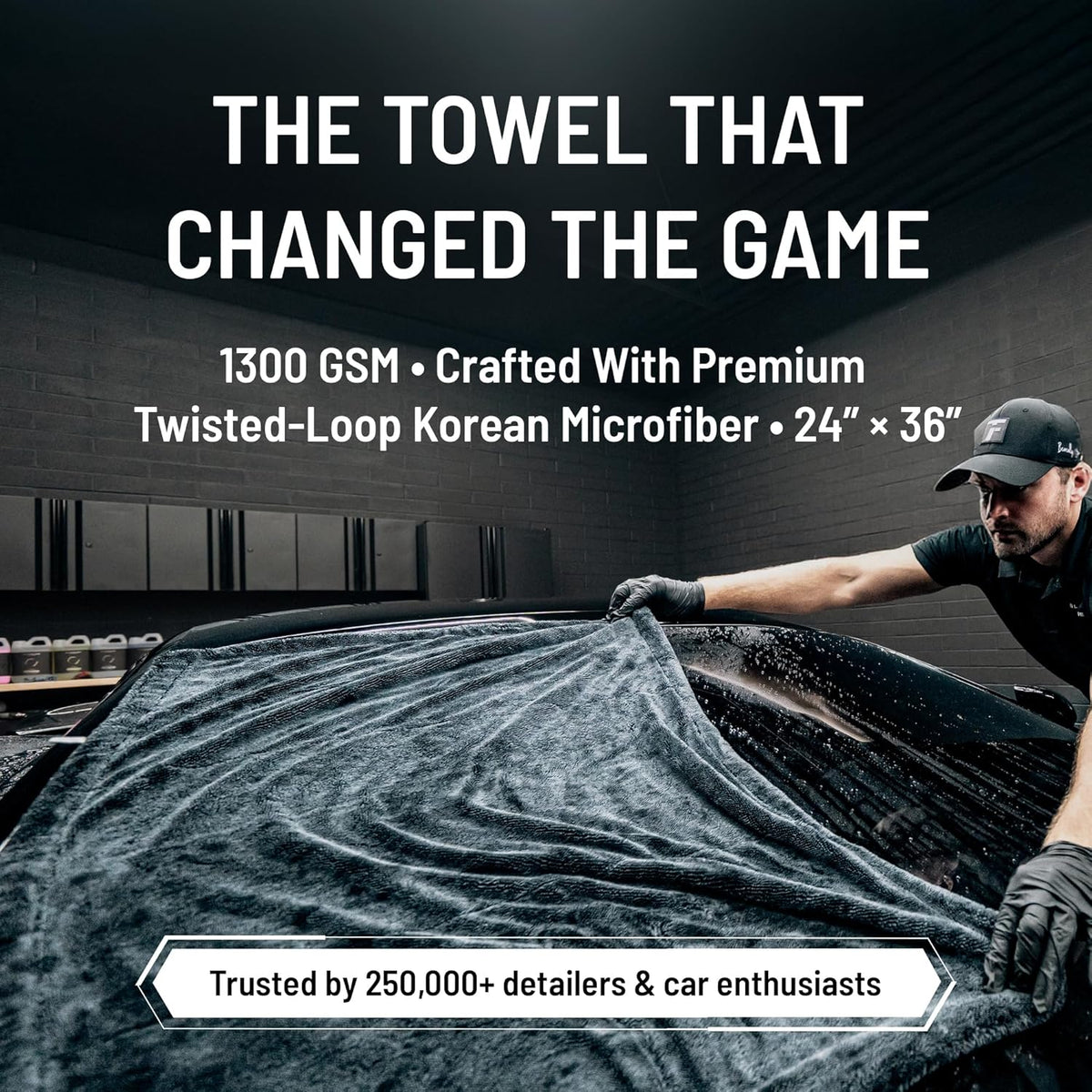 24" x 36" Twisted-Loop Microfiber Car Drying Towel, 1300GSM - photo 2