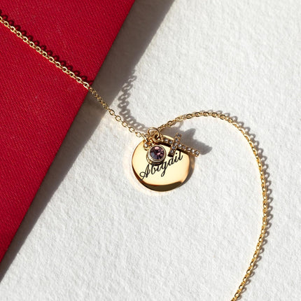 MignonandMignon Cross Necklace for Women Personalized with Name Birthstone | Baptism First Communion Confirmation Gift | Christian Jewelry Gift for Mom Grandma Mothers Day