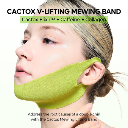 Dr.Melaxin CACTOX V-Lifting Mewing Band – Cactox + Caffeine + Collagen Double Chin Lifting Band for Sagging Jawline & Facial Puffiness | 115.49% Jaw & Chin Lifting Improvement | Korean V-Line Lifting