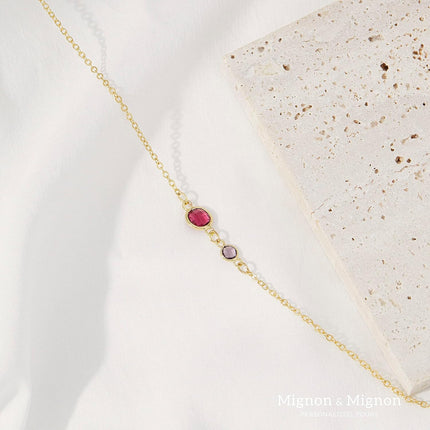 MignonandMignon Birthstone Necklace for Mom Grandma | Custom Family Birthstone Jewelry for Women | Up to 6 Stones Mothers Day Birthday Gift for Her