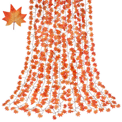 7 Pack Fall Leaf Garland, Total 41.3Ft Artificial Fall Vines Autumn Garland Fall Maple Leaves Thanksgiving Decor for Home Wedding Fireplace Christmas