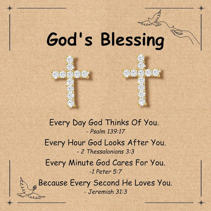 Cross Earrings for Girls Women, First Communion Gifts Hypoallergenic Gold Pink Cross Stud Earring for Christian Confirmation,1st Holy Communion Earrings Catholic Jewelry as Baptism Decorations