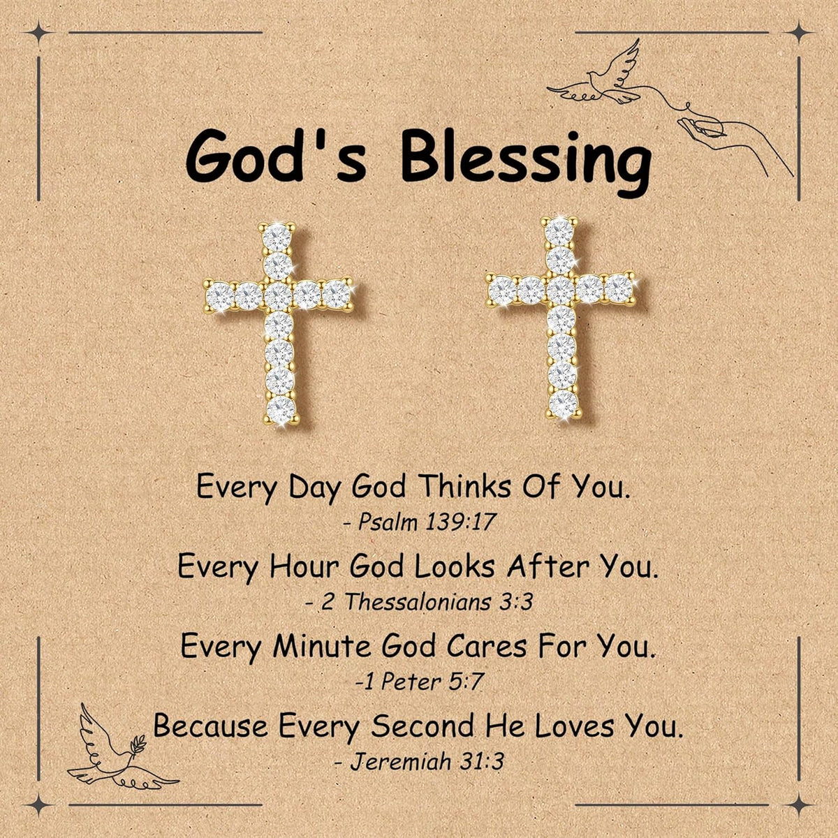 Cross Earrings for Girls Women, First Communion Gifts Hypoallergenic Gold Pink Cross Stud Earring for Christian