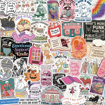 300 PCS Book Stickers for Kindle, Bookish Sticker Pack Reading Glitter Waterproof Vinyl Decals for Laptop, Ebook Readers, Water Bottles, Phone, Journal, Scrapbook, No Repeats (Holographic)