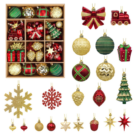 82pcs Classic Christmas Balls Ornaments Set, Red, Green and Gold