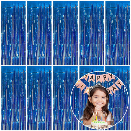 2 Pack Silver Foil Curtain Party Streamers Metallic Tinsel Foil Fringe Photo Booth Backdrop for Birthday Wedding Engagement Baby Shower Bachelorette Christmas Holiday Celebration Party Decorations