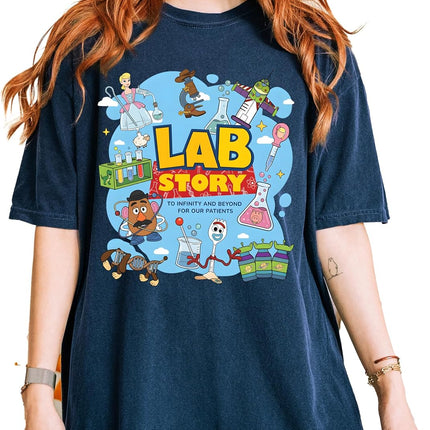 Lab Story Shirt Lab Week 2026 T-Shirt Science Laboratory Funny Graphic Tee La.b Technician Appreciation Gift to Infinity and Beyond for Our Patients Unisex Style