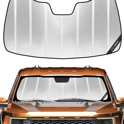 Windshield Sun Shade for Ford F150 2021-2025. Reflective Aluminum Film Front Window Sunshade B