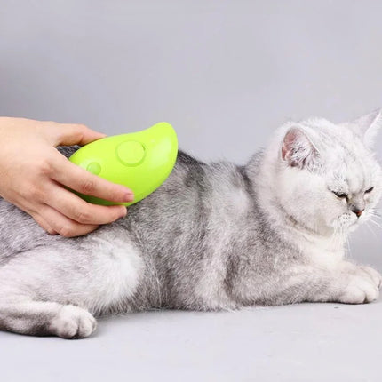 Steamy Brush for Cats – before and after grooming results on long-haired cat