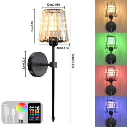 LED RGB Rechargeable Wall Lamp side profile slim wall mount design