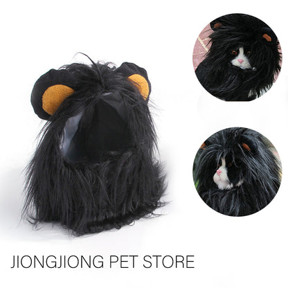 Multiple pets wearing USA CALI funny lion mane costume for cats and dogs
