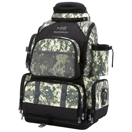 Multifunctional Fishing Tackle Backpack full set layout with all storage pockets
