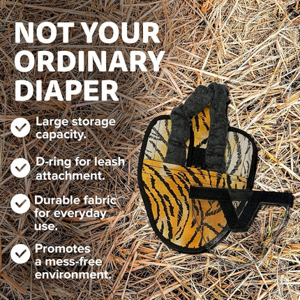 Hen Holster Wrap-Around Bird Diaper & Harness for Larger Pigeons, Small Breed - with Removable Liner, Adjustable Fit for Outdoor Adventures & Indoor Use, Easy to wear - Tiger, XS