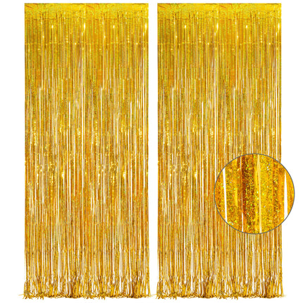 Iridescent Party Streamers Backdrop 3.2ft x 6.5ft 2 PCS