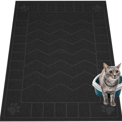 Cat Litter Box Mat, 35" x 24" Large Waterproof Litter Trapping Mat