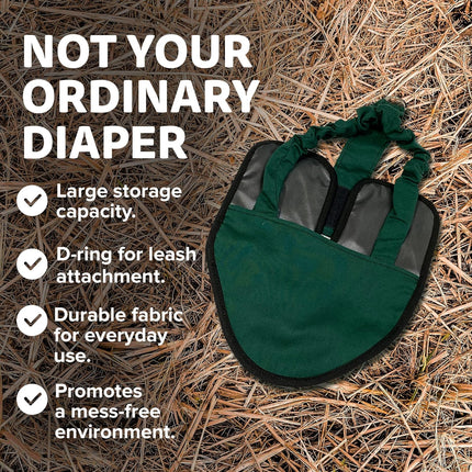 Hen Holster Bird Diaper, Wrap Around - for Hens, Roosters, Ducks, Leak-Proof Design, Comfortable Fleece Strap Bird Harness with Sewn-in Liner, Secure Hook and Loop Closure - Large, Green