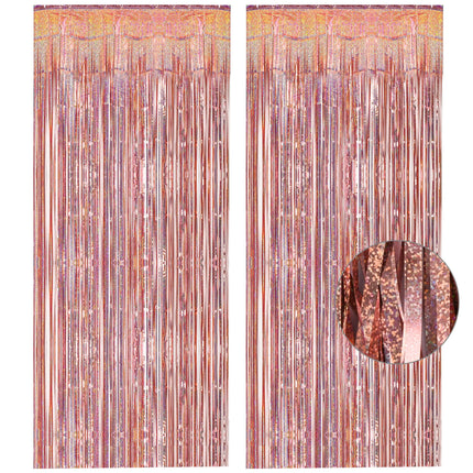 Iridescent Party Streamers Backdrop 3.2ft x 6.5ft 2 PCS
