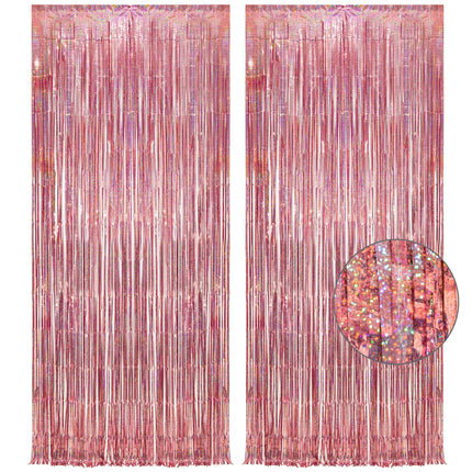 Iridescent Party Streamers Backdrop 3.2ft x 6.5ft 2 PCS