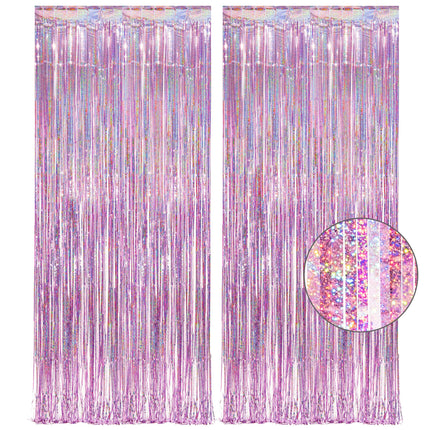 Iridescent Party Streamers Backdrop 3.2ft x 6.5ft 2 PCS