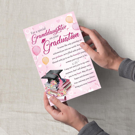 Graduation Card for Granddaughter, Heartfelt Granddaughter Graduation Card Gift from Grandma Grandpa, Proud of You Cards for Her