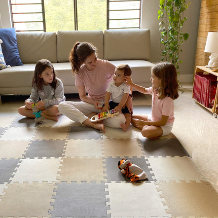 Baby Play Mat, Soft Foam Floor Tiles for Kids. Adjustable Interlocking Foam Tiles, Fits with 74x74 Playpen Baby mat for Crawling & Development, Playmat for Babies 6-12 Months