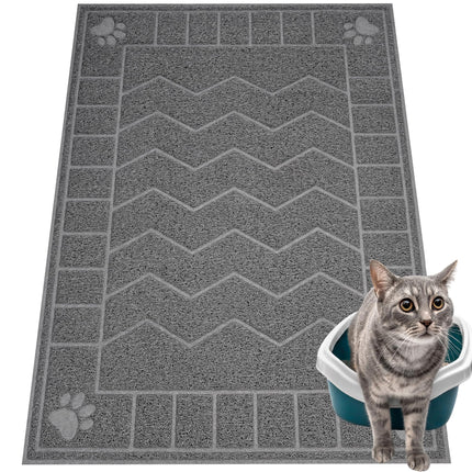 Cat Litter Box Mat, 35" x 24" Large Waterproof Litter Trapping Mat