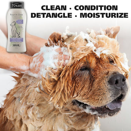Wahl USA 4-in-1 Calming Dog Shampoo with Lavender Chamomile Scent – Cleans, Conditions, Detangles, & Moisturizes - Pet Friendly Formula - 24 Oz - Model 820000A