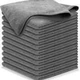 Paño de limpieza de microfibra gris - 12 pzas (12.5"x12.5") - alto rendimiento - 1200 lavados, paño de microfibra ultra absorbente que atrapa suciedad y líquido para brillo sin rayas en espejos - paño para lavar autos