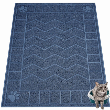 Cat Litter Box Mat, 35" x 24" Large Waterproof Litter Trapping Mat