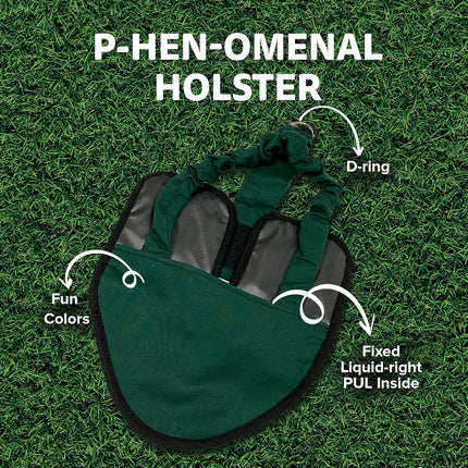 Hen Holster Bird Diaper, Wrap Around - for Hens, Roosters, Ducks, Leak-Proof Design, Comfortable Fleece Strap Bird Harness with Sewn-in Liner, Secure Hook and Loop Closure - Large, Green