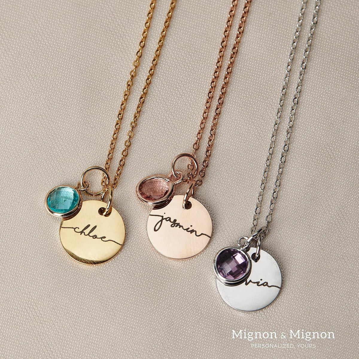 Personalized Name Necklace with Birthstone Gold Pendant - photo 3