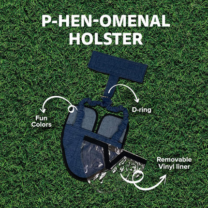Hen Holster Wrap-Around Bird Diaper & Harness for Hens, Roosters, Ducks, Geese - with Removable Vinyl Liner, Adjustable Fit for Outdoor Adventures & Indoor Use - Easy to wear - Large, Denim