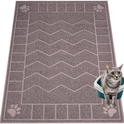 Cat Litter Box Mat, 35" x 24" Large Waterproof Litter Trapping Mat