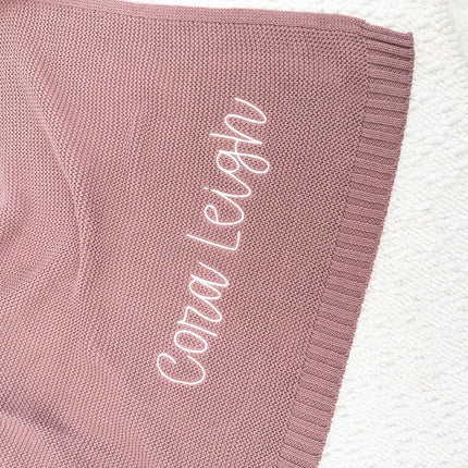Hickory Hollow Designs Personalized Baby Blanket with Name, Embroidered Baby Blanket, 100% Cotton, Knitted Blanket, Personalized Name Blankets for Girls, Pink Blanket, (Autumn)
